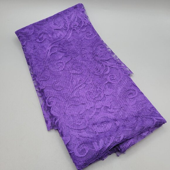 Purple Floral Lace Fabric For Sewing and Crafting Halloween Easter 1 2/3 Yards - Picture 2 of 4